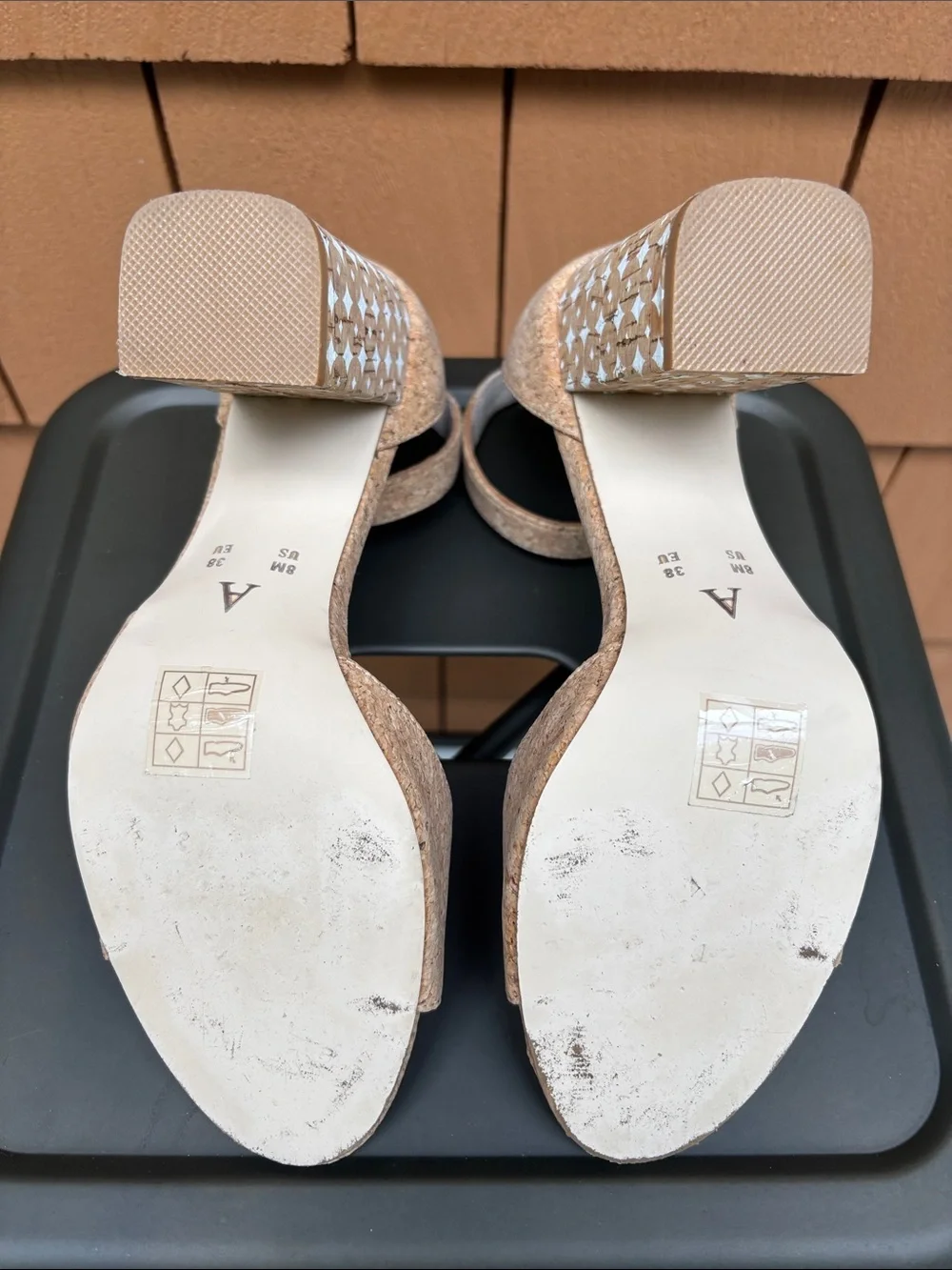 ANTHROPOLOGIE | Cork Block Heel Casual Dressy Retro Open Toe Sandals | Size 8